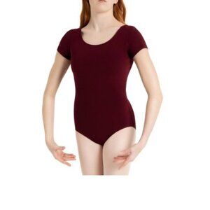 Capezio Childs Short Cap Sleeve Scoop Neck Leotard I 6X Bodysuit Burgundy CC400C